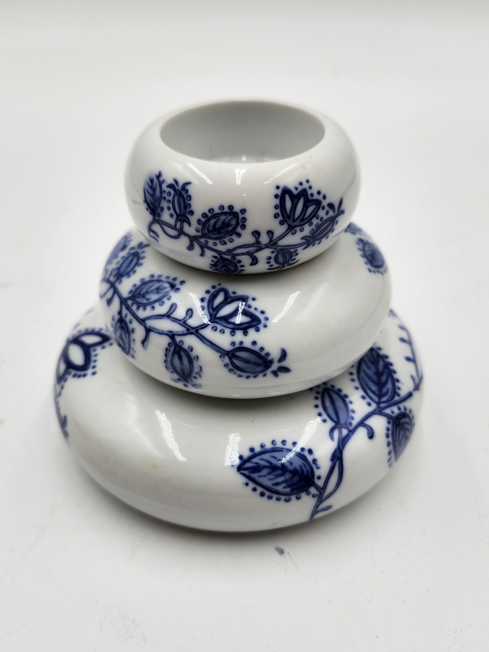 Bombay Porcelain Stacking Set Tea Light Candle Holder Blue White